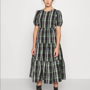 Topshop Plaid Checked Taffeta Maxi Dress